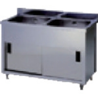 （株）東製作所 AP2-1000K アズマ　二槽キャビネットシンク　１０００×４５０×８００