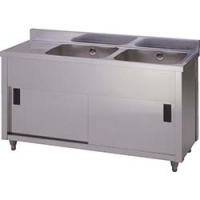 （株）東製作所 APM2-1500H-R アズマ　二槽水切キャビネットシンク右水槽　１５００×６００×８００