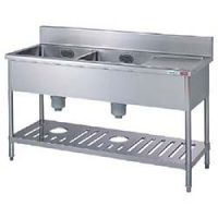 （株）東製作所 AP2-1500H アズマ　二槽キャビネットシンク　１５００×６００×８００