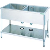 タニコー（株） TX-2S-150NB タニコー　二槽シンク　１５００Ｘ６００Ｘ８００（バックガード無し）