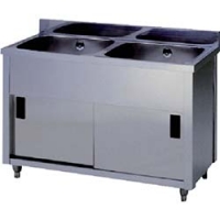 （株）東製作所 AP2-900K アズマ　二槽キャビネットシンク　９００×４５０×８００