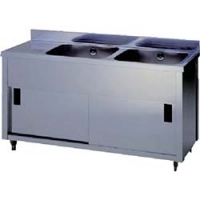 （株）東製作所 APM2-1800K-R アズマ　二槽水切キャビネットシンク右水槽　１８００×４５０×８００