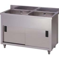 （株）東製作所 AP2-1200H アズマ　二槽キャビネットシンク　１２００×６００×８００