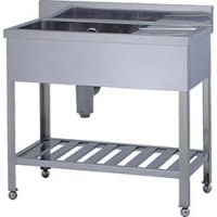 （株）テラオカ 10-1104-95 テラオカ　１ＳＲ９０－６０Ｃステンレス１槽水切りシンク奥行６００ｍｍＳＵＳ４３０