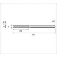 （株）ナカニシ 62883 ナカニシ　電着ダイヤモンドヤスリ（軸径３ｍｍ）全長５５ｍｍ刃長２０ｍｍ刃幅３ｍｍ