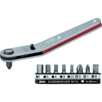 日本安力士 ANEX  429 アネックス　ベントアップヘッド型オフセットラチェットドライバー　ビット９本組