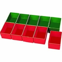 JEFCOM   DP-360 デンサン　プラボックス　幅９０ｘ奥行６５ｘ高さ４７　１０個入り（赤５個緑５個）