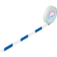 （株）日本緑十字社 148045 緑十字　ガードテープ（ラインテープ）　白／青（トラ柄）　２５ｍｍ幅×２０ｍ