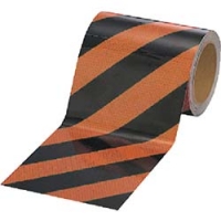 ユニット（株） 374-85 ユニット　高輝度テープ（橙／黒）１５０ｍｍ幅×１０ｍ　ポリエステル樹脂フィルム