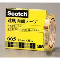 美国 3M  文具・オフィス事業部 665-3-12 ３Ｍ　透明両面テープ　ライナーなし　１２ｍｍＸ３５ｍ　巻芯径７６ｍｍ