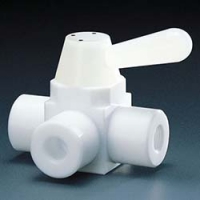 （株）フロンケミカル NR0002-002 フロンケミカル　フッ素樹脂（ＰＴＦＥ）三方ボールバルブ　ＲＣ３／８　フッ素ゴム