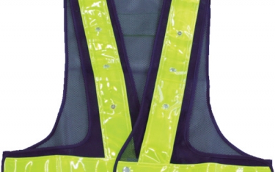 日本中山 TRUSCO TLYE-RB带红蓝交替闪烁LED的 安全背心蓝-荧光黄反射