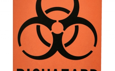 日本中山 TRUSCO   BS6045-OR   　バイオハザードステッカー　６０ｘ４５ｍｍ　１組１２枚入　