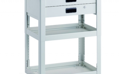 日本中山TRUSCO DLWS-A963X-W 工具面包车高度调节式600X400 2段抽屉白色