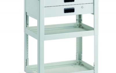 日本中山TRUSCO DLWS-A963XU-W 工具旅行车散热片高度调节式600X400 2级拉白聚氨酯车轮