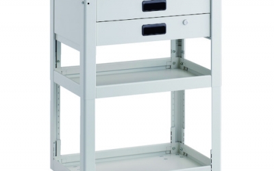 日本中山TRUSCO DLWS-A963TXU-W 工具货车杜芬高度可调顶板750×500 2级拉出白色聚氨酯车轮