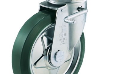 日本中山TRUSCO TUJB-100 压制聚氨酯脚轮自由双挡块Φ100