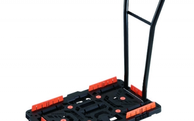 日本中山TRUSCO BT700KJ5H-E100 连接式树脂平台车甲壳虫700X450自由5轮拆装式手柄带栅栏