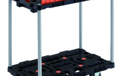 日本中山TRUSCO BT720KJ3-E100T 连接式树脂制2段台车甲壳虫700X450自在3轮栅栏无钎焊手柄