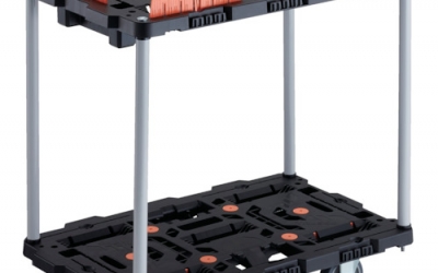 日本中山TRUSCO BT720KJ3S2-E100T 连接式树脂制2段台车甲壳虫700X450自在3轮内2轮挡块带栅栏固定无钎焊手柄