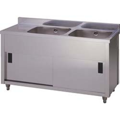 （株）東製作所 APM2-1500H-R アズマ　二槽水切キャビネットシンク右水槽　１５００×６００×８００