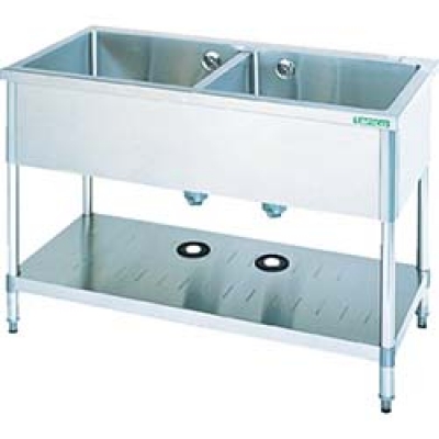 タニコー（株） TX-2S-150NB タニコー　二槽シンク　１５００Ｘ６００Ｘ８００（バックガード無し）