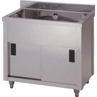 （株）東製作所 KP3-1200 アズマ　三槽シンク（ホース付）　１２００×４５０×８００