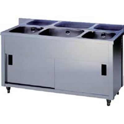 （株）東製作所 AP3-1200K アズマ　三槽キャビネットシンク　１２００×４５０×８００