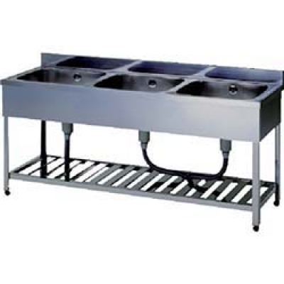 （株）東製作所 HPC3-1500 アズマ　三槽シンクＢＧ無ホース付　１５００×６００×８００