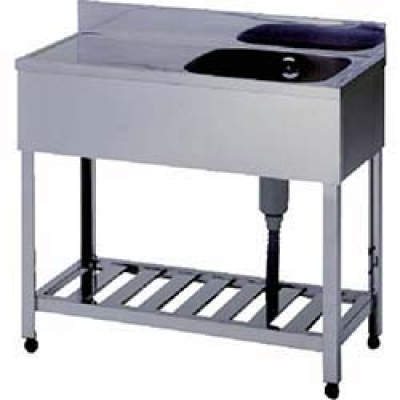 （株）東製作所 HPMC1-1500-L アズマ　一槽水切シンクＢＧ無ホース付左シンク　１５００×６００×８００