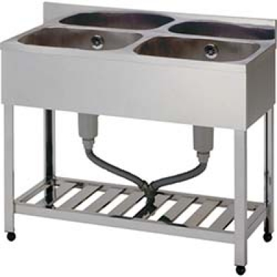 （株）東製作所 KP2-1000 アズマ　二槽シンク（ホース付）　１０００×４５０×８００