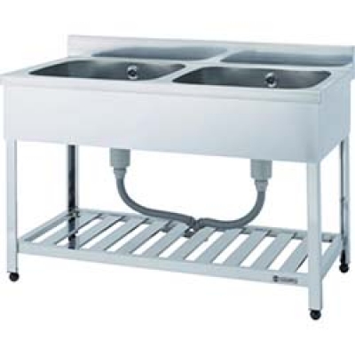 （株）東製作所 HP2-1500 アズマ　二槽シンク（ホース付）　１５００×６００×８００