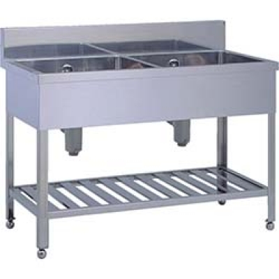 （株）テラオカ 10-1104-52 テラオカ　２Ｓ１２０－４５Ｓ　ステンレス製２槽シンク奥行４５０ｍｍ　ＳＵＳ３０４