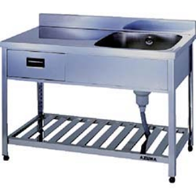 （株）東製作所 HPOM1-1500-L アズマ　引出し付一槽水切シンク左水槽　１５００×６００×８００