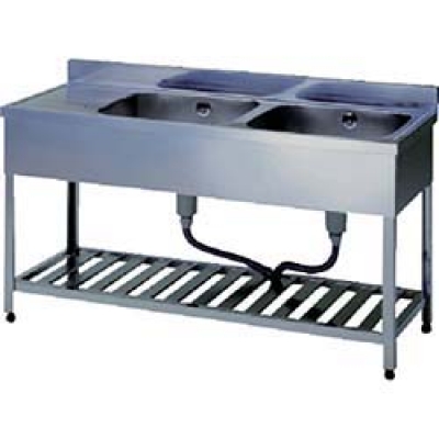 （株）東製作所 KPM2-1500-L アズマ　二槽水切シンク左水槽　１５００×４５０×８００