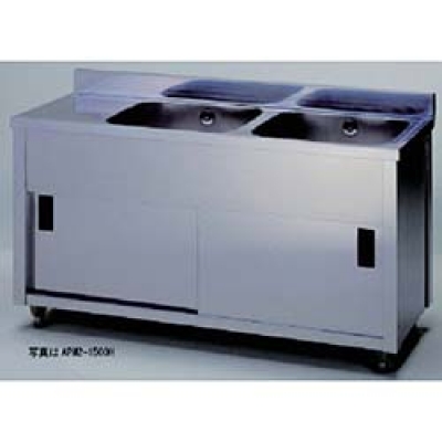 （株）東製作所 APM2-1200H-R アズマ　二槽水切キャビネットシンク右水槽　１２００×６００×８００