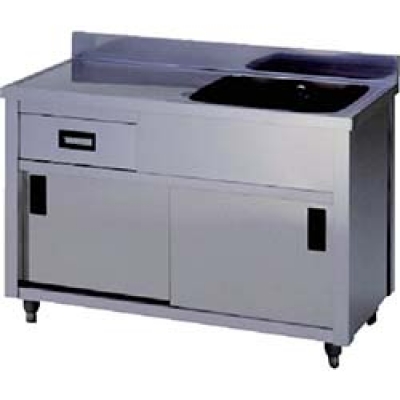 （株）東製作所 APM1-1500H-L アズマ　一槽水切キャビネットシンク左水槽　１５００×６００×８００
