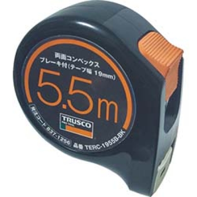 日本中山 TRUSCO  TERC-1955B-BK ＴＲＵＳＣＯ　両面コンベックス１９巾５．５ｍブレーキ付　ブラック