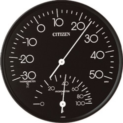 リズム時計工業（株） 9CZ057-002 シチズン　アナログ温湿度計　ブラック
