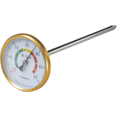（株）佐藤計量器製作所 2180-00 佐藤　バイメタル式温度計　穀温計　２５０Ｌ　（２１８０－００）