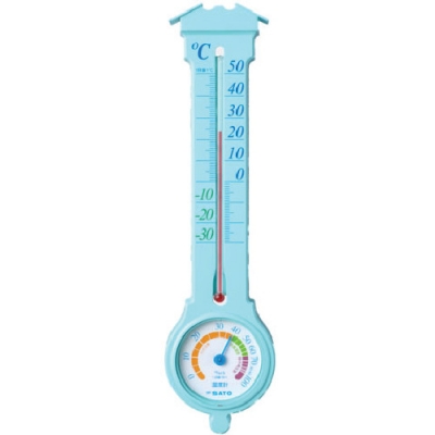 （株）佐藤計量器製作所 1031-20 佐藤　温湿度計ミルノＥＸ（ライトブルー）　（１０３１ー２０）