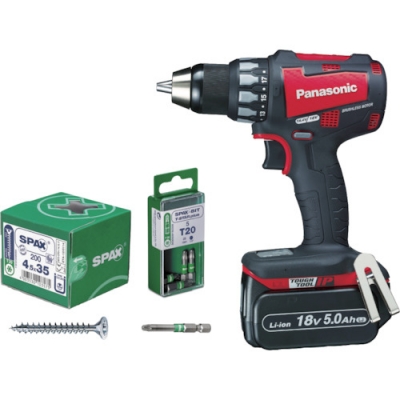 パナソニック（株）エコソリューションズ社 EZ74A2LJ2GR-SPAXCP Ｐａｎａｓｏｎｉｃ　充電ドリルドライバー（赤）＋ＳＰＡＸ　ビット＆ネジセット
