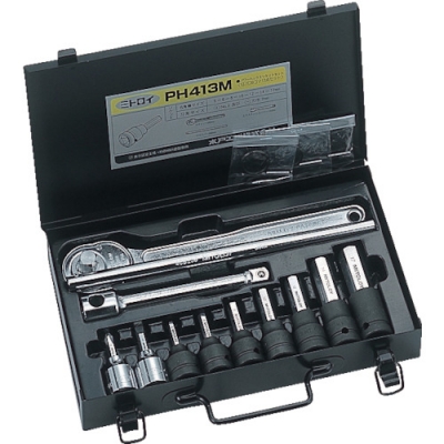 日本水户工机 MITOLOY  PH413M ミトロイ　１／２ヘックスソケットパワータイプメタルケースセット　９コマ１３点