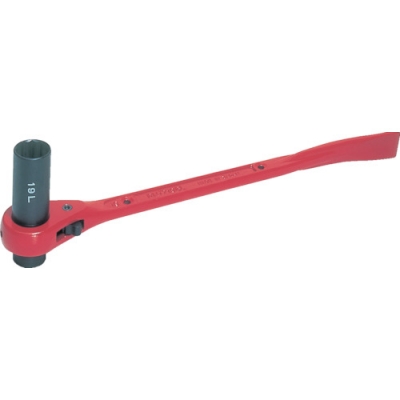 （株）スーパーツール RN-1719BL スーパー　片ロングソケット・両口ラチェットレンチ（爪式・バール付）六角対辺：