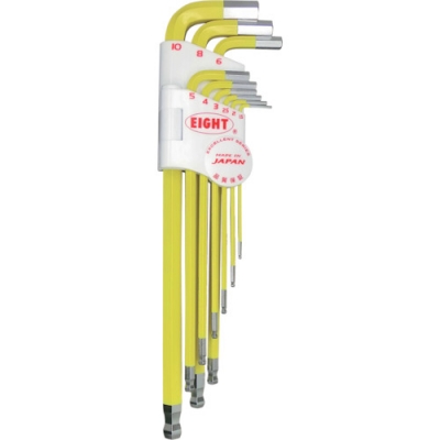 （株）エイト TLC-S9NYE エイト　六角棒スパナ　テーパーヘッド　エキストラロング　単色カラーセットイエロー