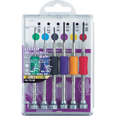 （株）ベッセル TD-58 ベッセル　精密ヘックスドライバーセット　ＴＤ‐５８　６サイズ入り