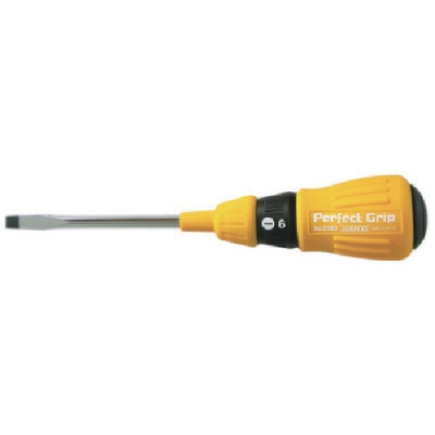 （株）新亀製作所 NO.3380-6.0-200 サンフラッグ　パーフェクトグリップドライバー　６．０Ｘ２００