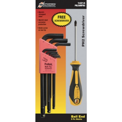 ボンダス・ジャパン（株） PBLX9MFB2 ボンダス　六角Ｌレンチ　プロホールド９本組＆＋２×１００　コンボセット