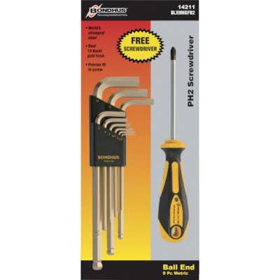 ボンダス・ジャパン（株） BLX9MGFB2 ボンダス　六角Ｌレンチ　ゴールドガード９本組＆＋２×１００　コンボセット