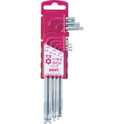 （株）エイト TXBH-S8 エイト　ＴＸレンチ　ボールポイント　両穴付　セミロング　ドアホルダー　セット